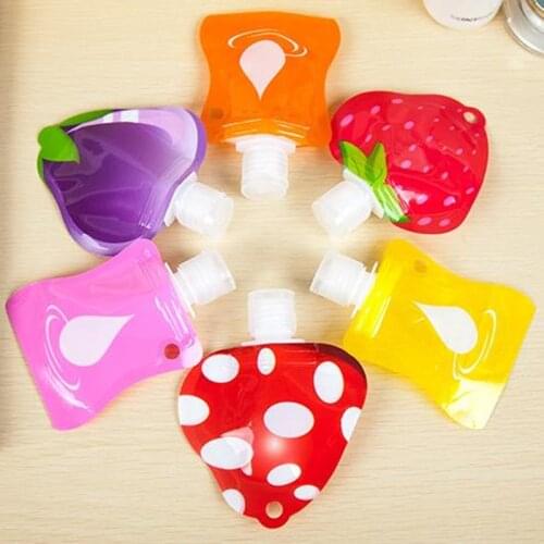 Cute Fruit Shape PE Cream Bottle In Refillable Candy Color Portable Cosmetic Shampoo Mini Bags For Kids X-mas Gift