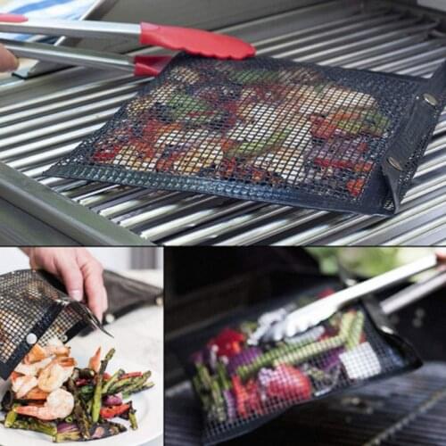 Reusable Non-stick BBQ Grill Mesh Bag Outdoor Barbecue Baking Isolation Pad Picnic Camping Kitchen Tools Accessories Gadgets