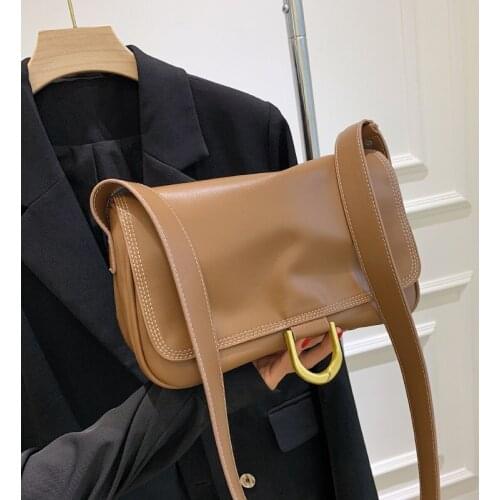 Fashion Soft Leather Crossbody Bag For Women 2021 Winter Simply Shoulder Bag Lady Satchel Travel Messenger Handbag Small Purse