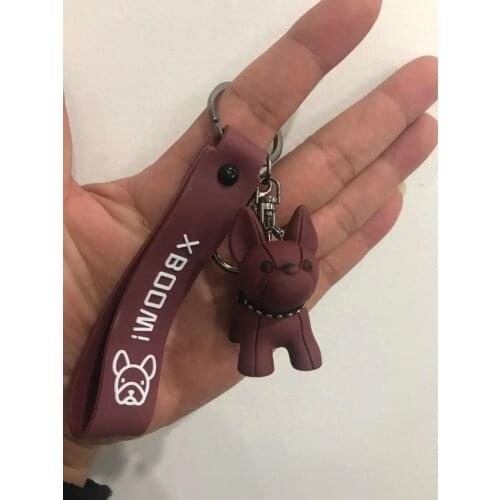 Fashion Punk French Bulldog Keychain Cute Blessing Bull Keychains for Women Bag Pendant Jewelry Trinket Mens Car Key Ring Key