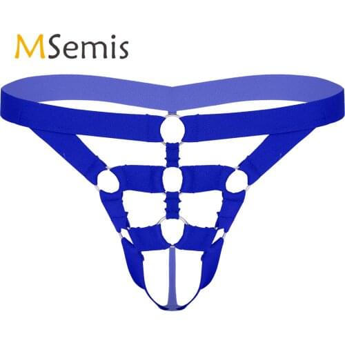 Open Butt Thongs Panties Mens Hollow Out Lingerie Underwear O Ring Bulge Pouch Jockstrap Low Rise G-string Briefs Underpants