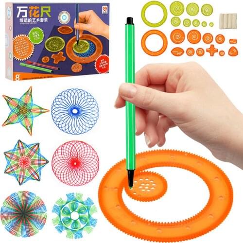26pcs Spirograph Drawing Toys Set Multi-function Interesting Puzzle Art Painting Template Ruler with Pens for Children Kids Gift