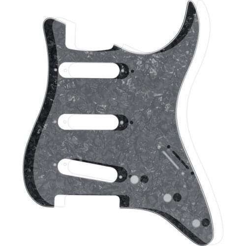 NEW NO Side Holes Electric Guitar Pickguard SSS Strat Scratch Plate 4Ply Black Pearl & Transparent Template for ST DIY