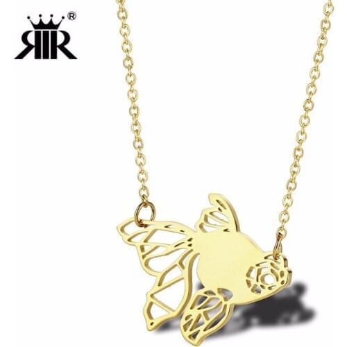 RIR Classic Flexible Small Goldfish Necklace Stainless Steel Mysterious Underwater World Ladies Jewellery Necklaces