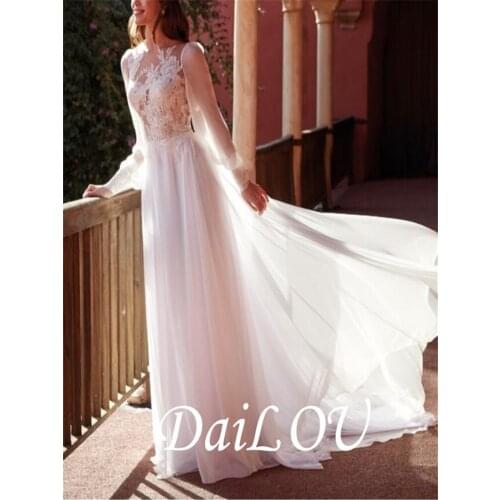 Bride Dress Sweeping Train Lace Tulle A Line Elegant Looming Upper Body Can Be Customized Size And Color2021