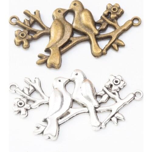 30pcs 26X48MM Handmade Alloy Antique Bird Magpie Charms Metal Vintage Pendants for Bracelet Necklace Earring DIY Jewelry Making