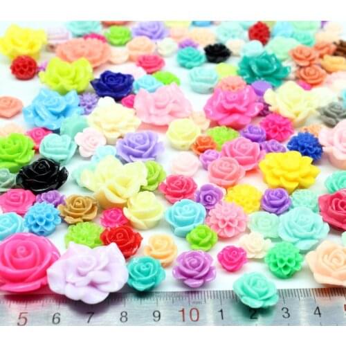 40pcs random mix color and mix designs Rose Beads Drilled Flowers Flower Beads, from tiny to big Flower Beads, 1mm-2mm Holes