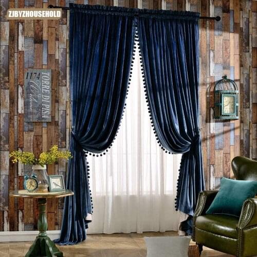 Luxury Velvet Curtains for Living Room Thermal Soft Window Panels Screen Beads Drapes Door Curtains for Bedroom Green Color Blue