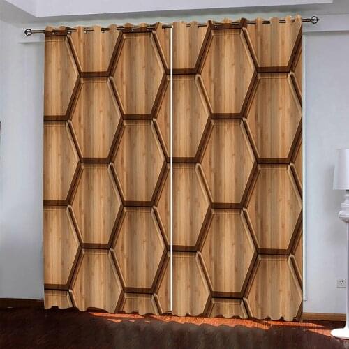Luxury Blackout 3D Window Curtains brown geometry curtains Thickened blackout curtains