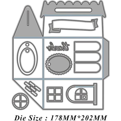 Christmas Cut Die 3D Box Cottage House Candy Bag Cut Metal Cutting Dies Diy Molds Scrapbooking Paper Making Die Cuts Crafts