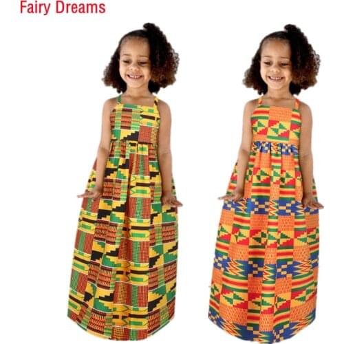 African Maxi Dress For Girl Traditional African Clothing Dashiki Ankara Kids Kawaii Children Summer Long Sundress Elegant 2020