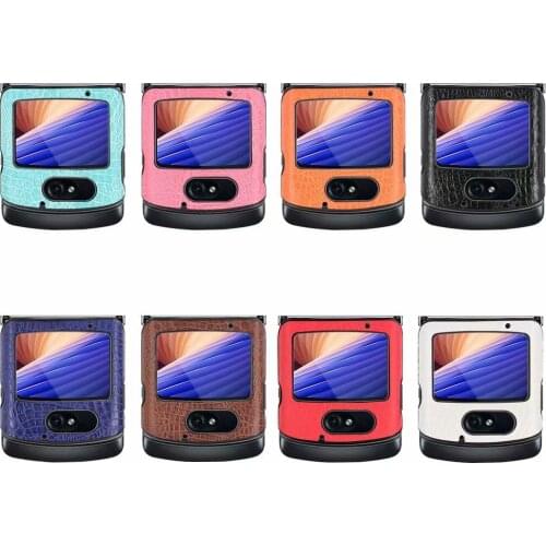 For Motorola Razr 5G 2020 Case Crocodile Pattern PU leather Ultra Thin Hard PC Cover Protective Shockproof Folding Cover