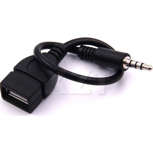 High Quality 3.5mm Male Audio AUX Jack to USB 2.0 Type A Female OTG Converter Adapter Cable