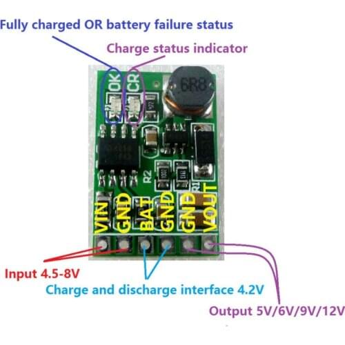 3.7V 4.2V Charger & 5V 6V 9V 12V Discharger Board DC DC Converter Boost Module for diy UPS mobile power 18650 lithium battery