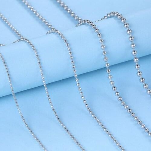 Lo Paulina 100% 925 Sterling Silver bead Chain For Woman 1mm 1.2mm 1.5mm 40cm/45cm Chain Necklace 2mm 2.5mm 45cm/50cm LP200312