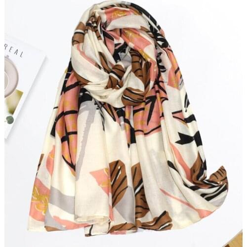 2020 Fashion Soft Leaf Pattern Scarf Shawls Long Beautiful Trendy Leaves Hijab Wrap Scarves Free Shipping