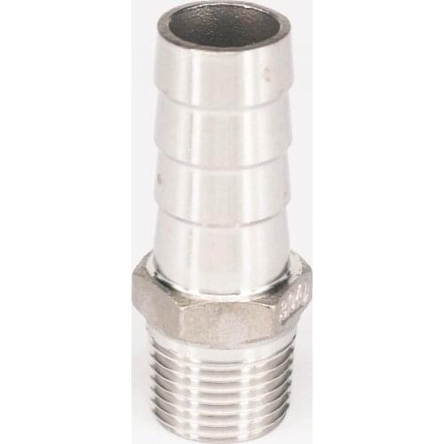3/4" BSPT Male x 15mm Hose Barbed 304 Stainless Steel Pipe Fitting Hose tail Connector