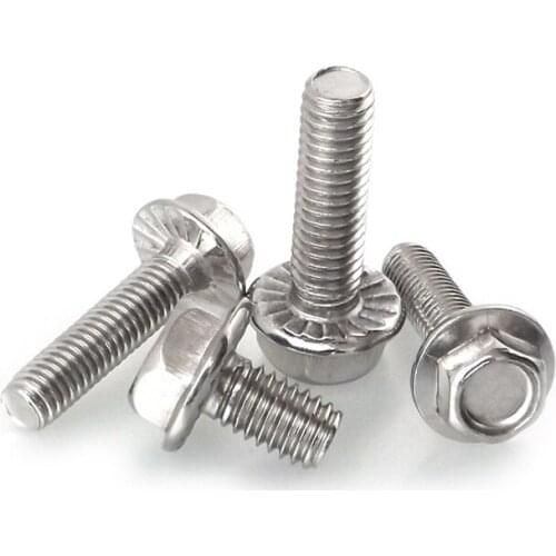 304 stainless steel hex flange face bolt with pad tooth pattern anti-slip screw M4M5M6M8M10M12*8 10 12 14 16 20 25 40 50 90 100