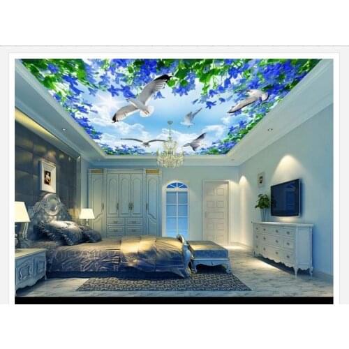 3d custom mural non-woven wallpaper Beautiful sky seagull sea blue adornment the zenith beauty home decoration