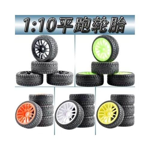 4pcs 1/10 On-Road Car Tires 26*64MM Plastic Wheel Rim Rubber Tyre 9063 for HSP Tamiya HPI Kyosho 94122 94123 D3 D4 tt02