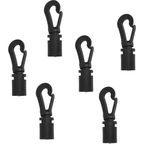 6 Pieces Black Shock Cord Snap End Hooks for Marine Boat Kayak Canoe 5mm Deck Line Elastic Rope