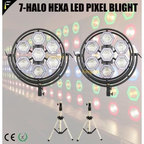 7 Halo Hexa COB LED Pixel Stage Studio Back Light DMX512 Warm/Cold Color 2in1 Hexagon Bee Eye Blight with Tripod&Flight Case
