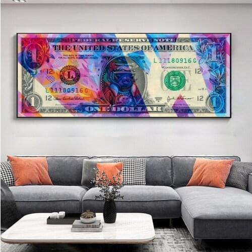 Abstract Graffiti One Dollar Money Currency Wall Art Posters and Prints Canvas Painting Picture for Living Room Interior Decor