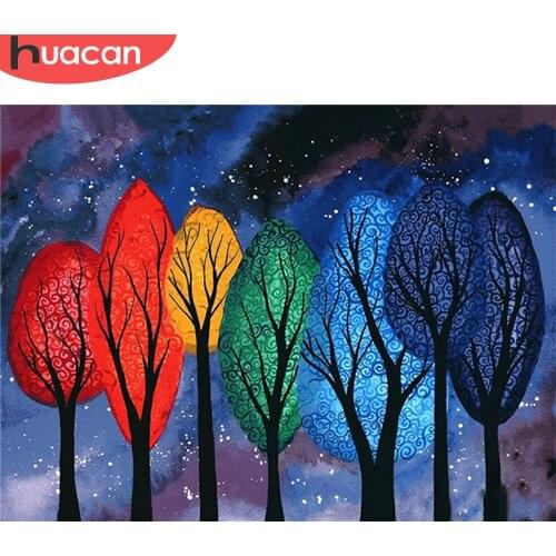 HUACAN 5d Diamond Painting Tree DIY Mosaic Needlework Full Square/Round Diamond Embroidery Landscape Home Decor Handicraft
