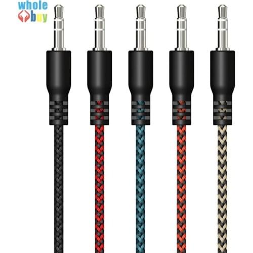 Aux Cable Speaker braid Wire Jack Audio Cable For Car Headphone Adapter Jack 3.5 mm Speaker Cable For Microphone MP4 150pcs/lot