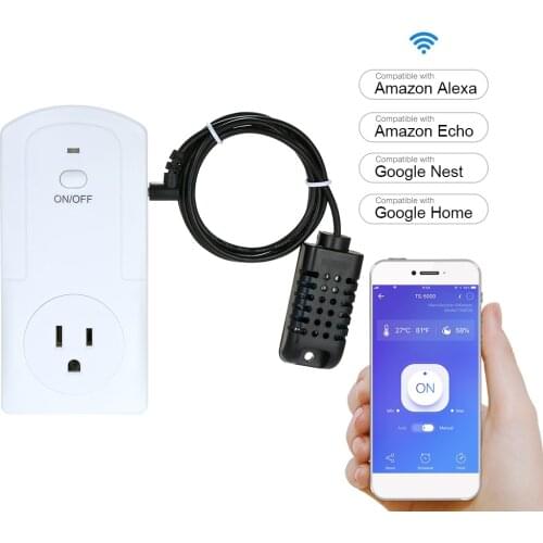 Wireless APP Remote Control Power Outlet Smart Thermostat Humidistat Timing Plug Socket Amazon Alexa Echo Google Nest Home