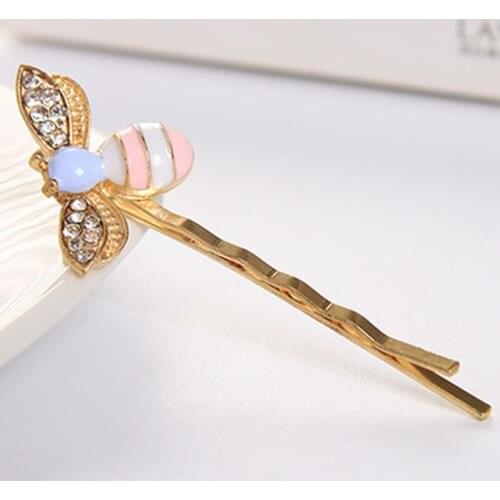 Black Yellow Blue Pink White Bees Golden Rhinestone Cute Children Headwear Hair Accessories Hair Clips & Pins