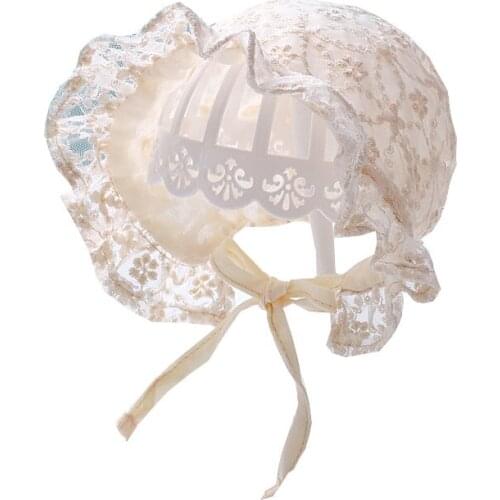 Children hat baby cute hats Autumn Pure cotton baby hat female baby princess lace court hat infant summer sun hat