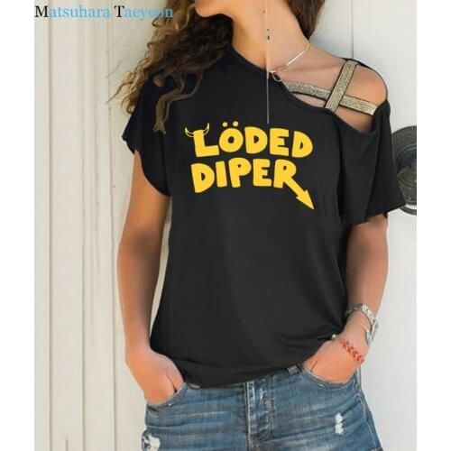 Women T-shirt LODED DIPER DIARY OF A WIMP KID Tshirt Male Brand Teeshirt Men Summer T Shirt Irregular Skew Cross Bandage Tops