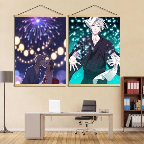 Canvas Picture Home Decoration Anime Hotarubi No Mori E Poster Print Wall Art Wooden Scroll Hanging Painting Bedside Background