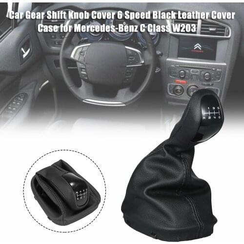 Car Gear Shift Knob Cover 6 Speed Black Leather Cover Case for Mercedes-Benz C Class W203 Car Accessories