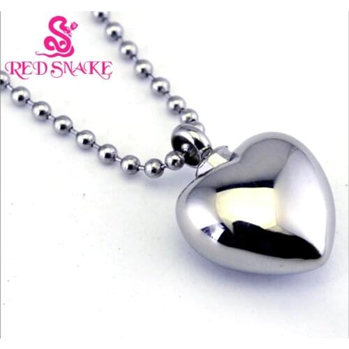 RED SNAKE Pure Titanium Steel Heart Perfume Bottle Openable Type Inside Empty Caulked Waterproof Pendant Necklaces