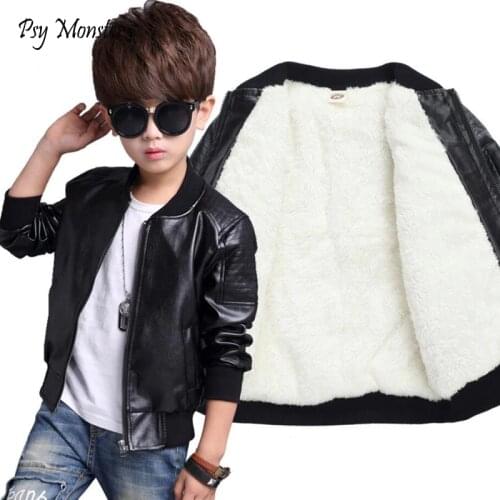 Winter Leather jacket For Boys PU Jaqueta de couro infantil Infant overcoat Boys Kids leather jacket Sobretudo Kids casacos