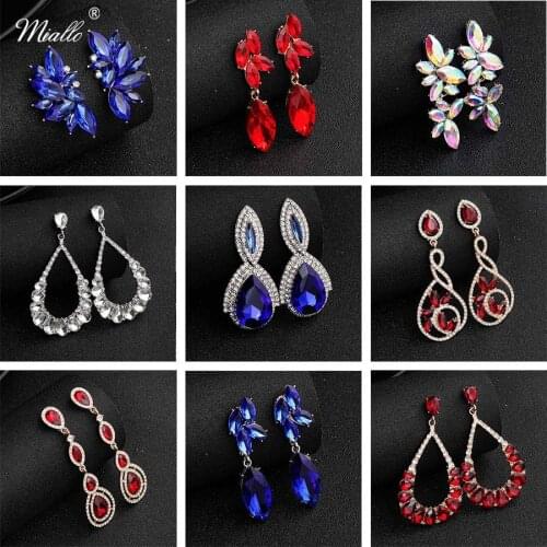 Miallo Fashion Party Big Earrings for Women Girls Rhinestone Multi-color Wedding Drop Long Earrings Bride Bridesmaid Jewelry