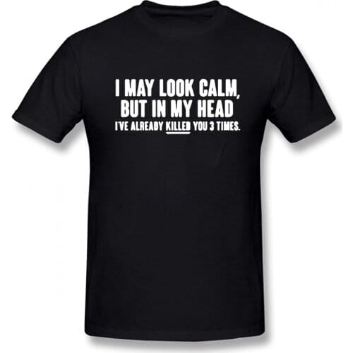 LOOK CALM FUNNY PRINTED New Funny T Shirt Men Short Sleeves Hip Hop Oversized O-Neck Cotton T Shirts