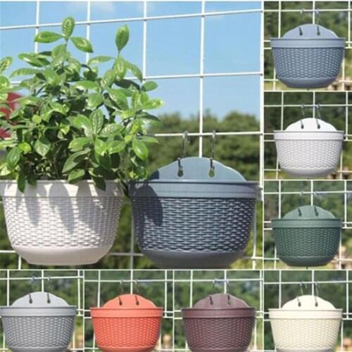 Wall-Mounted Imitation Rattan Weaving Flower Planter Flowerpot Wall Hanging Office Plant Grow Basin For Balcony Garden Indoor