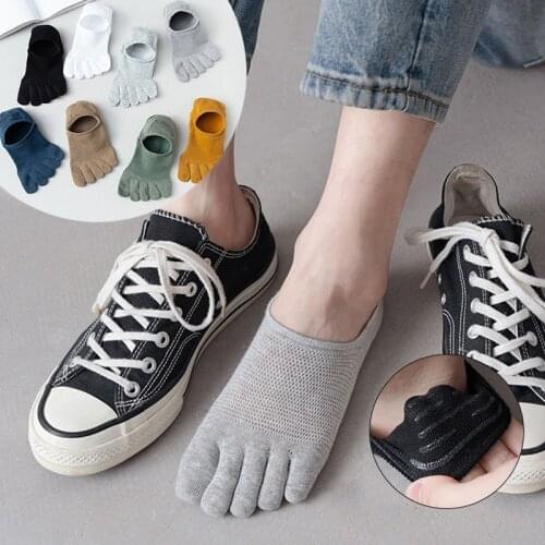 Invisible Five Toe Socks Summer Thin Cotton Socks Deodorant Sweat-Absorbent Men Socks Shallow Mouth Socks Non-slip Sock New Hot