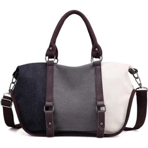 New Fashion Korean Version Of Color Mosaic Canvas Women Shoulder Bag, Casual Large Capacity Cross-slung Tote Bags