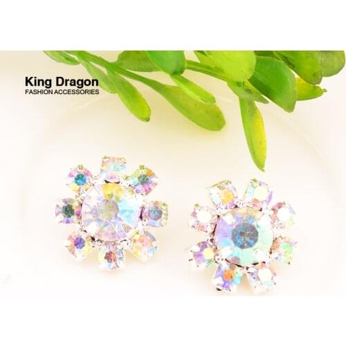 Sparkly Rhinestone Buttons 15MM 10PCS/lot Shank Back Silver Color Decoration Buttons KD365