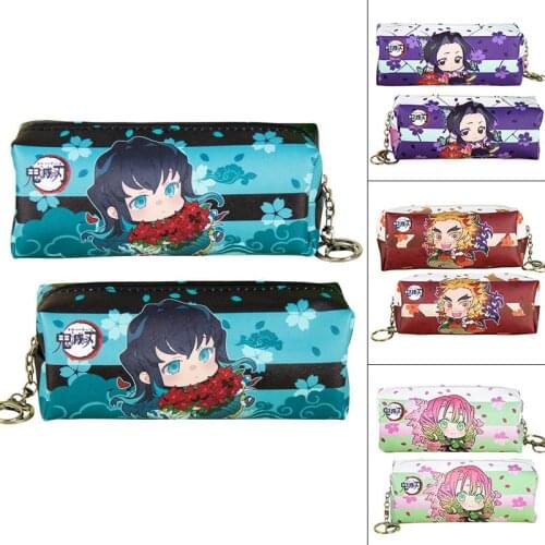1pcs Anime Demon Slayer Ghost Blade Cartoon Print Pen Bag Student Pencil Stationery Pencilcase Pen Marker Bag Storage Pouch