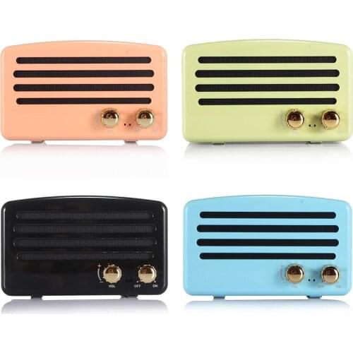 Portable Wireless Bluetooth-compatible Speaker Stereo Music Subwoofer Knob Retro Loudspeaker Hands-free FM TF Card Line-in