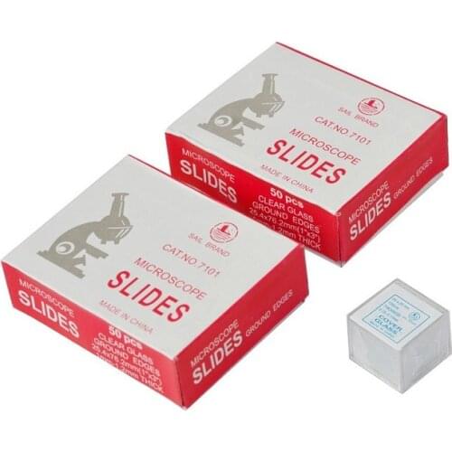 7101-50 Pieces of Pre-Cleaned Blank Microscope Slides and 100 Pieces of 22x22mm Square Coverslips Cover Glass