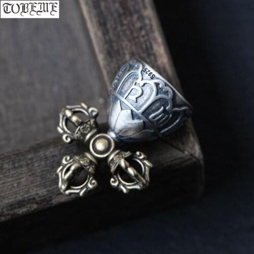 Handmade 925 Silver Tibetan Dorje Bell Charm 925 Sterling Tibetan Six Words Bell Amulet Buddhist Vajra Bell Pendant