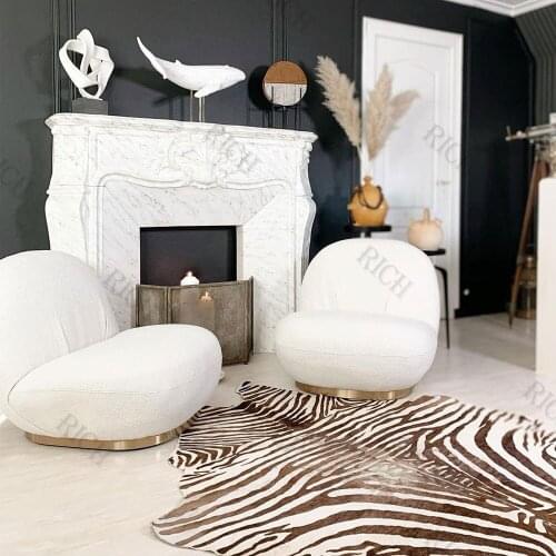 Modern Home Furniture occasional pacha chairs fauteuil teddy fabric furniture Sheep skin Cover white teddy fabric accent chair