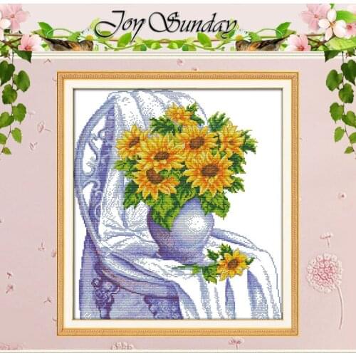 The chair with sunflowers Counted Cross Stitch 11CT 14CT Cross Stitch Set Wholesale Cross-stitch Kit Embroidery Needlework