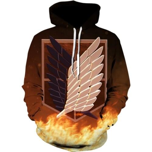 Popular cartoon Hoodie Attack On Titan 3D Print Hoodies Sweatshirts Men Women Harajuku Hip Hop Streetwear Pullover anime Clothes